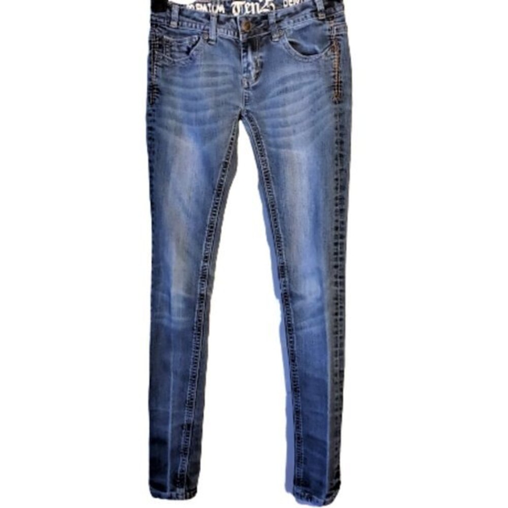 Ten25 Premium Jeans Skinny Low Rise Embroidered Denim Size 1 / 2